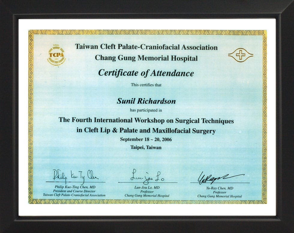 Cleft Palate & Craniofacial Association Taiwan-Certificate