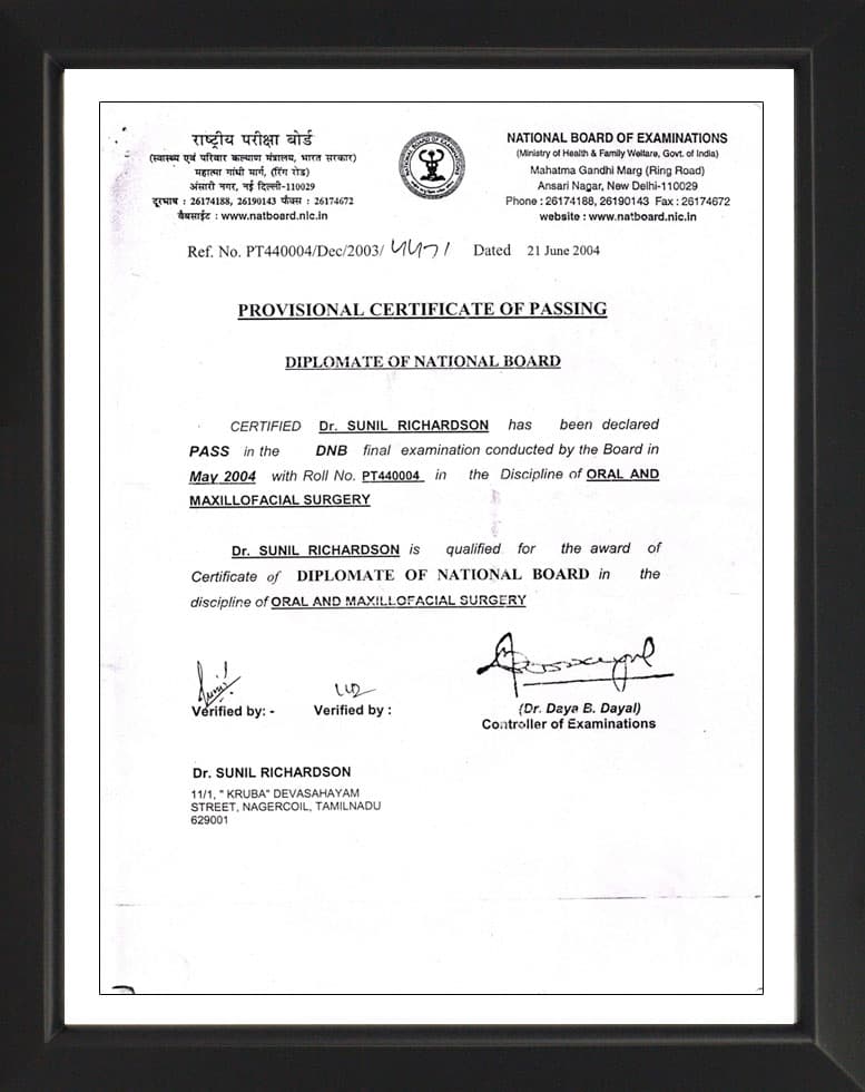 Diplomate of National Board- Certificate