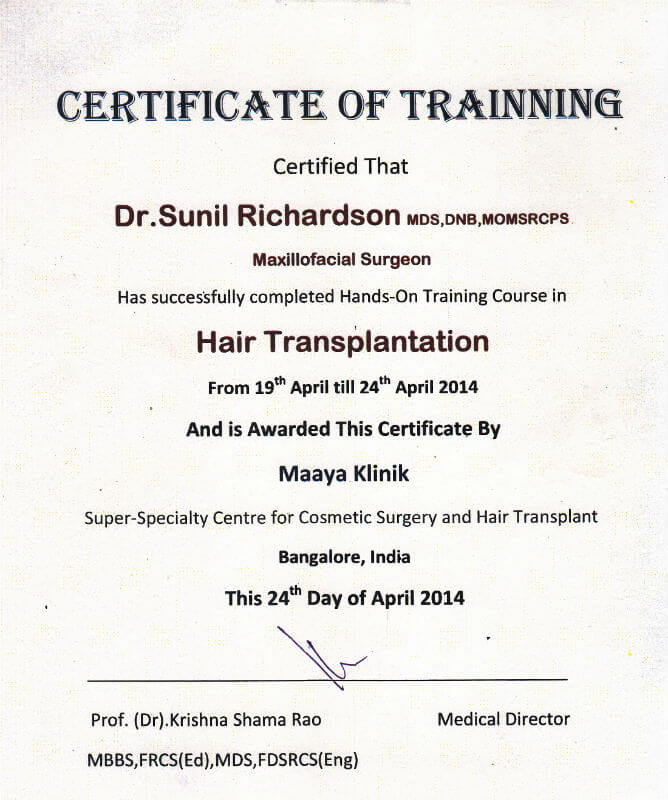 Certificate - Banglore, 2014