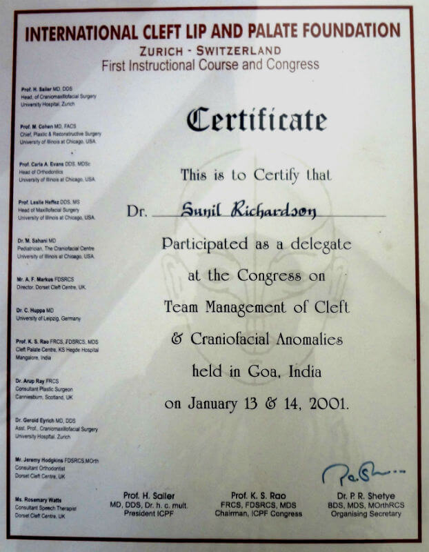 Certificate - Goa, 2001
