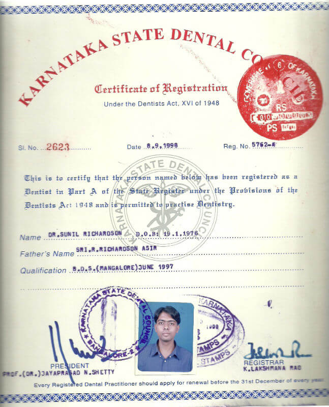 Certificate - Karnataka, 1998