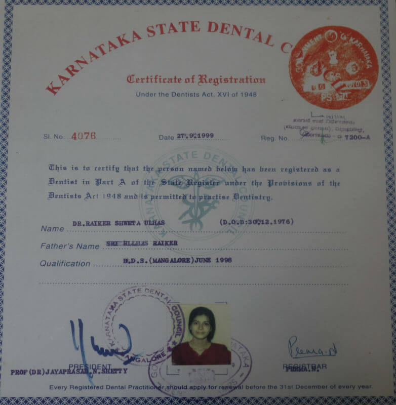 Certificate - Karnataka, 1999