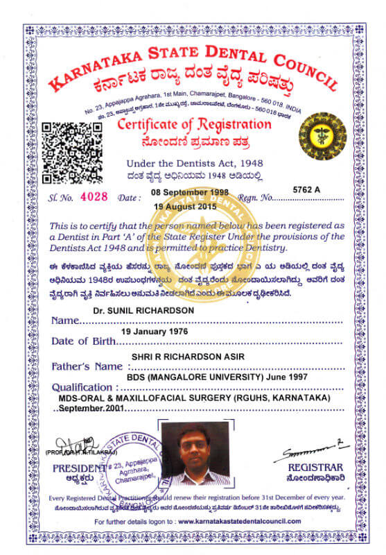 Certificate - Karnataka, 2001