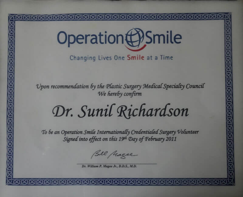Certificate - Operation Smile, 2011