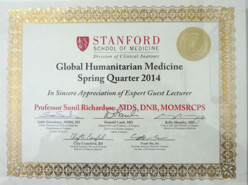 Certificate Stanford school of Medicine - 2014